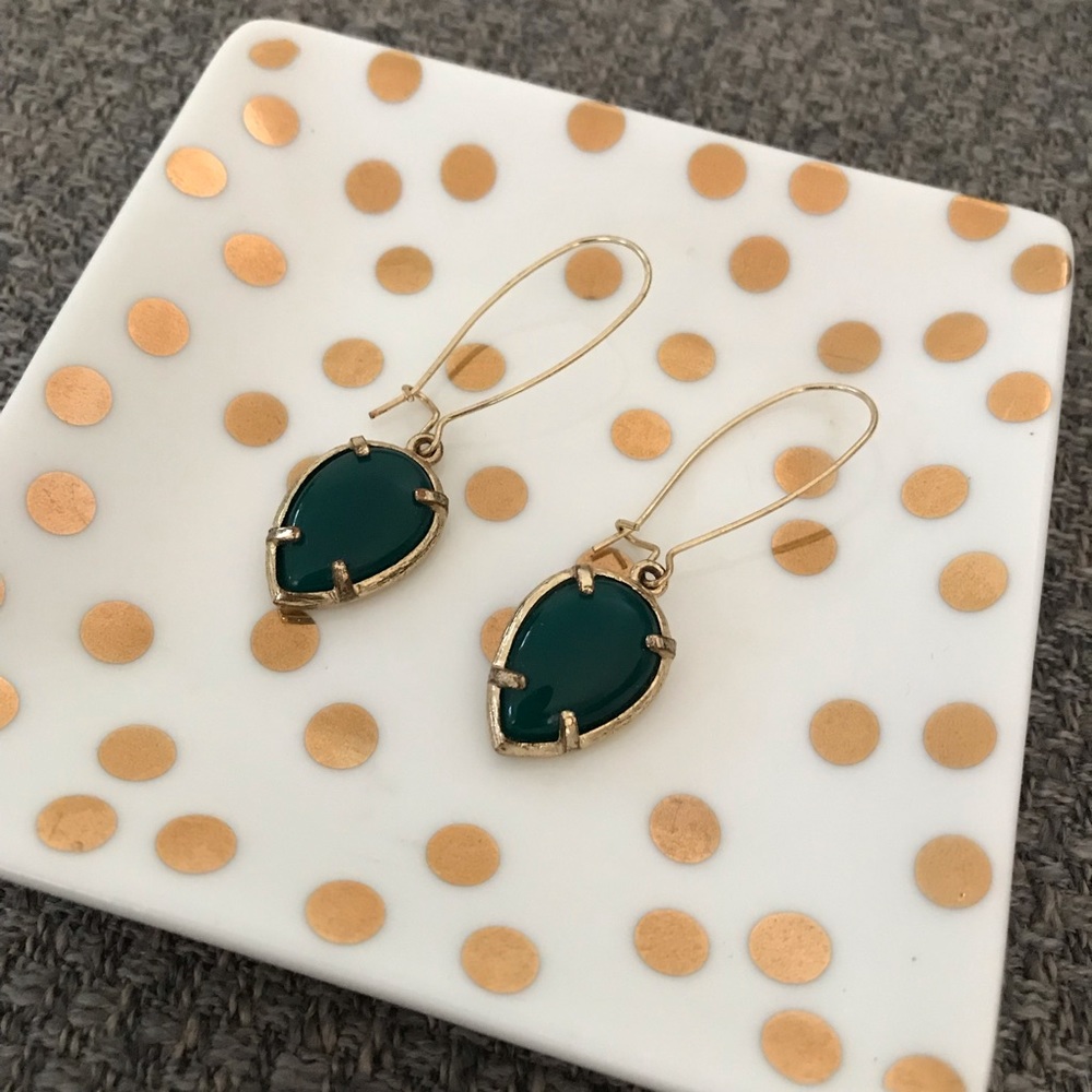Rich Emerald + Gold Dangle Earrings
